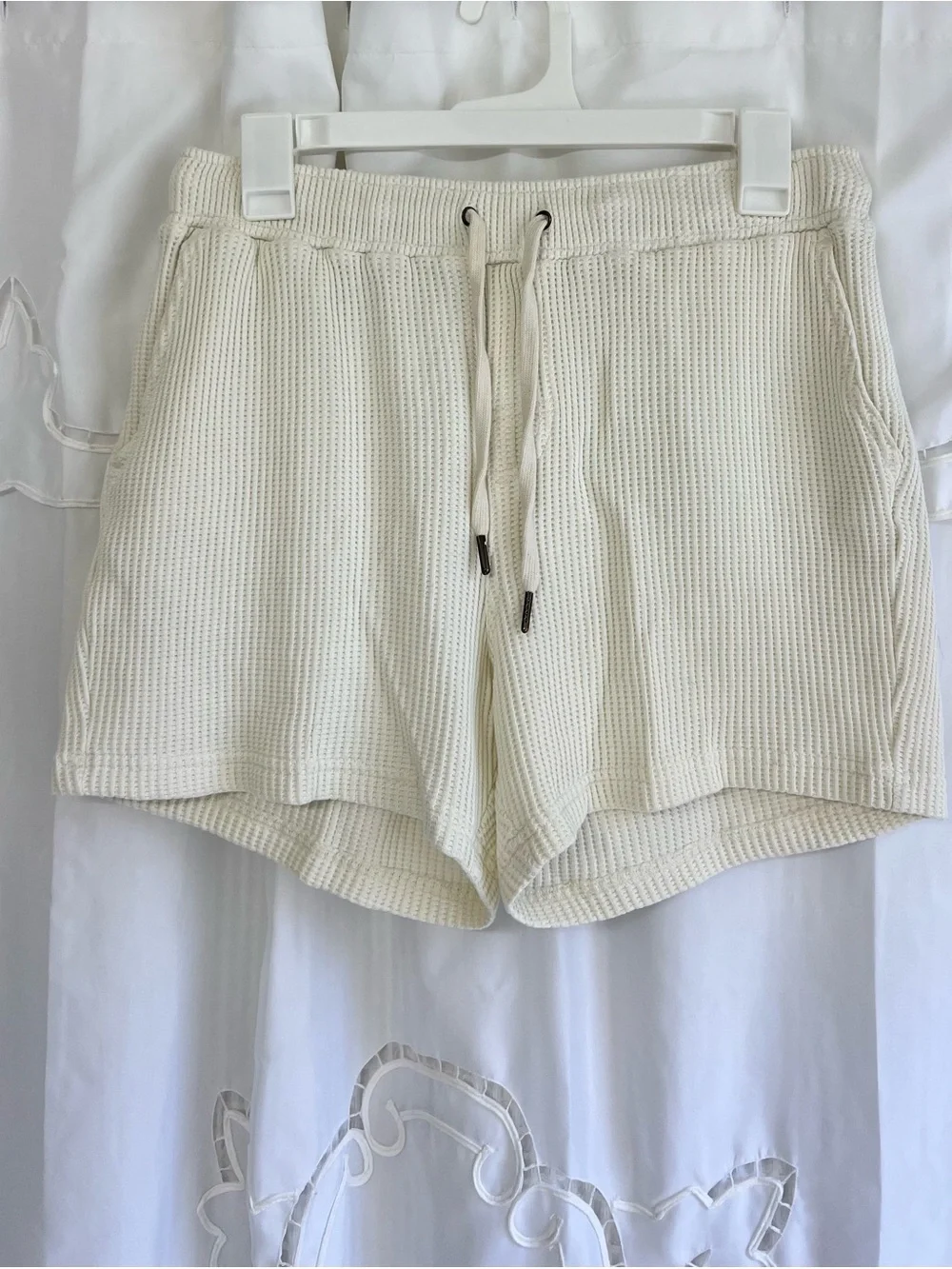 Dandy Del Mar Waffle Knit Lounge Shorts Cream 100% Cotton Drawstring Men’s L